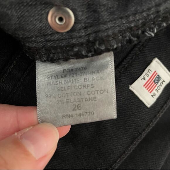 RE/DONE Levi’s Originals High Rise Ankle Fray Crop with Stretch Worn Black 26 - Picture 10 of 10